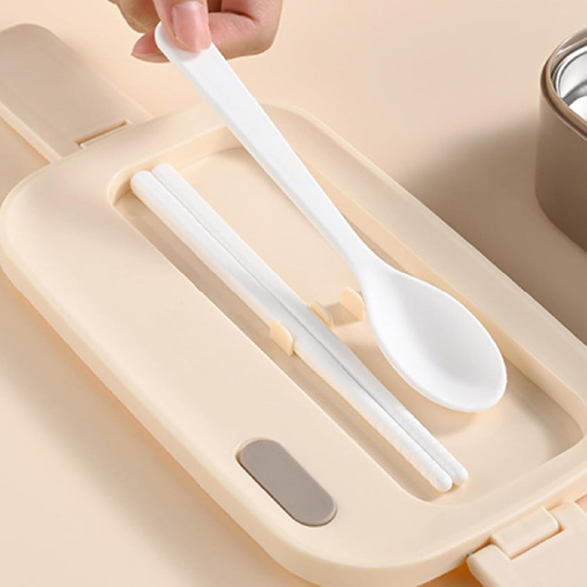 스테인레스 도시락통 + 가방 Stainless Lunch Box with Cutlery and Bag (Red)