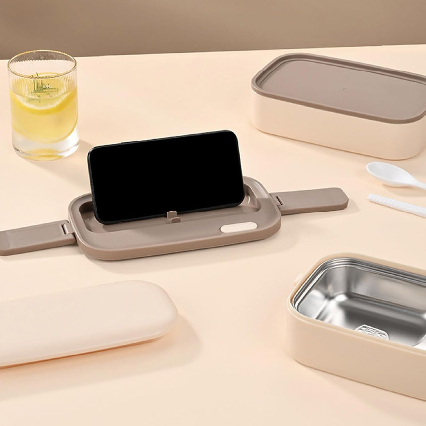 스테인레스 도시락통 + 가방 Stainless Lunch Box with Cutlery and Bag (White)