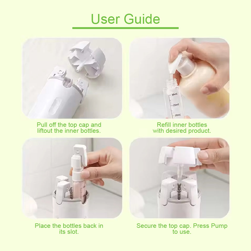 4 in 1 Travel pump Bottle (Green)