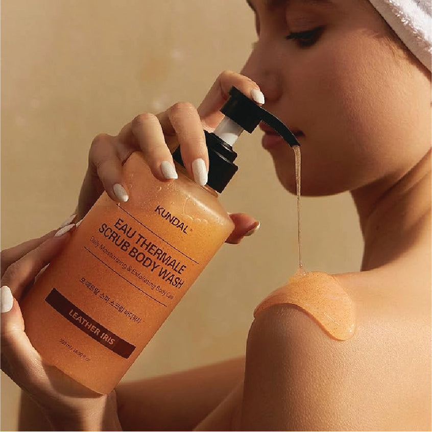 KUNDAL EAU THERMALE SPA SCRUB BODY WASH LEATEHR IRIS
