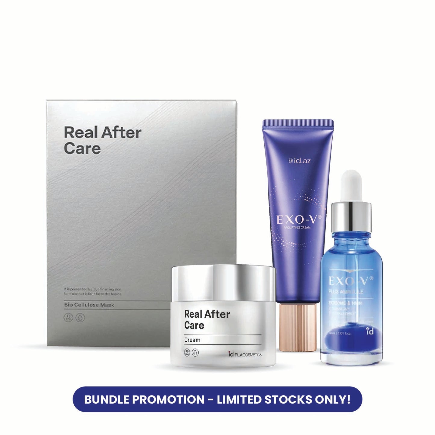 ID PLACOSMETICS REAL AFTER CARE MASK 5EA+ CREAM 50ML + EXO-V PLUS AMPOULE 30ML + PROLIFTING CREAM 50ML