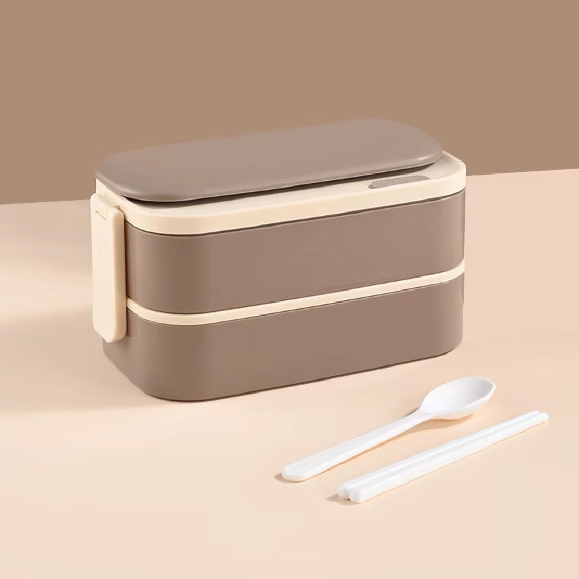 스테인레스 도시락통 + 가방 Stainless Lunch Box with Cutlery and Bag (Brown)