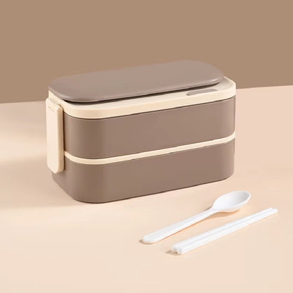 스테인레스 도시락통 + 가방 Stainless Lunch Box with Cutlery and Bag (Brown)