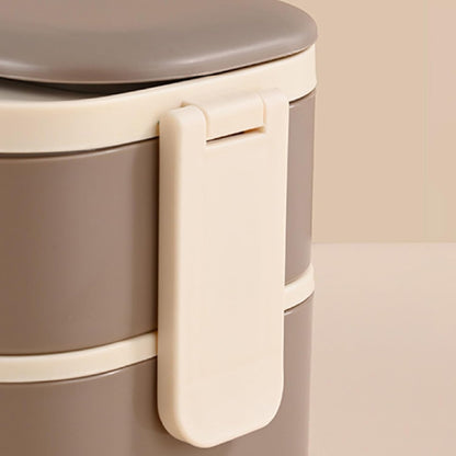 스테인레스 도시락통 + 가방 Stainless Lunch Box with Cutlery and Bag (Brown)