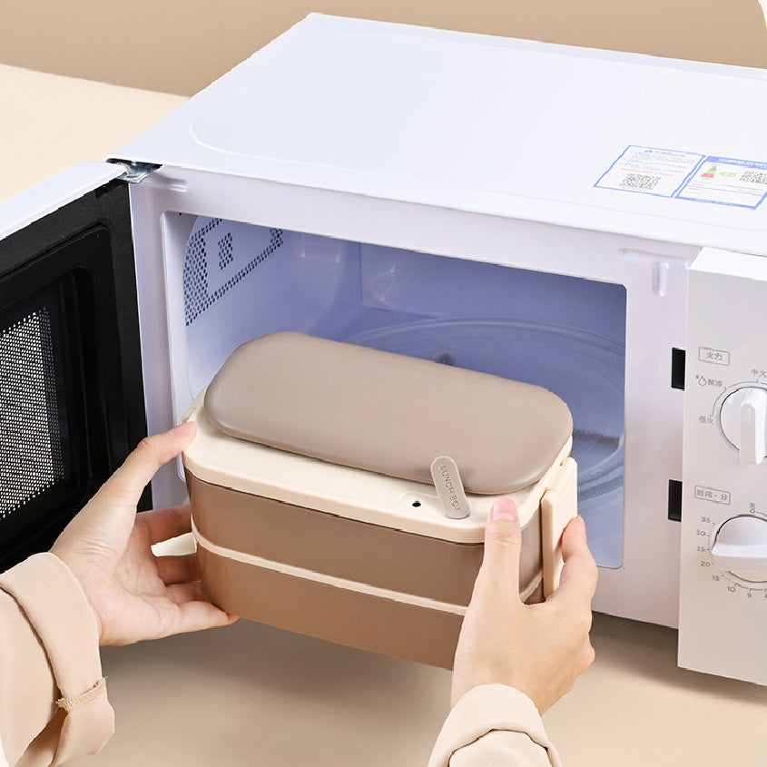 스테인레스 도시락통 + 가방 Stainless Lunch Box with Cutlery and Bag (Brown)