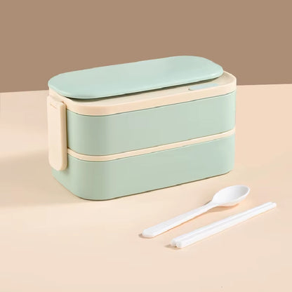 스테인레스 도시락통 + 가방 Stainless Lunch Box with Cutlery and Bag (Green)