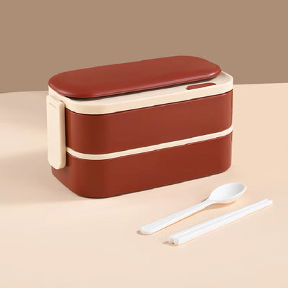 스테인레스 도시락통 + 가방 Stainless Lunch Box with Cutlery and Bag (Red)