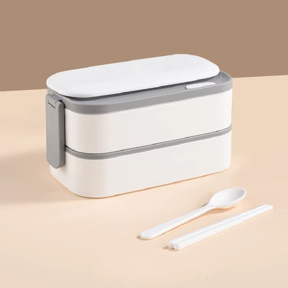 스테인레스 도시락통 + 가방 Stainless Lunch Box with Cutlery and Bag (White)