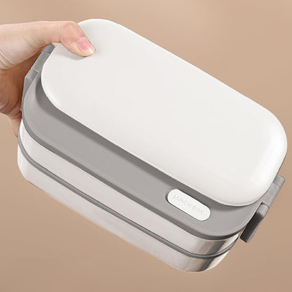 스테인레스 도시락통 + 가방 Stainless Lunch Box with Cutlery and Bag (White)