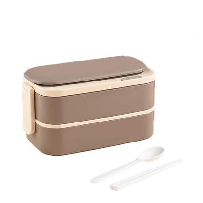 스테인레스 도시락통 + 가방 Stainless Lunch Box with Cutlery and Bag (Brown)