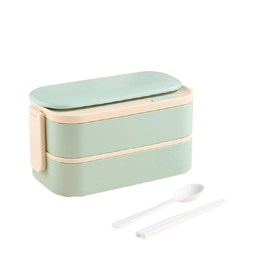 스테인레스 도시락통 + 가방 Stainless Lunch Box with Cutlery and Bag (Green)