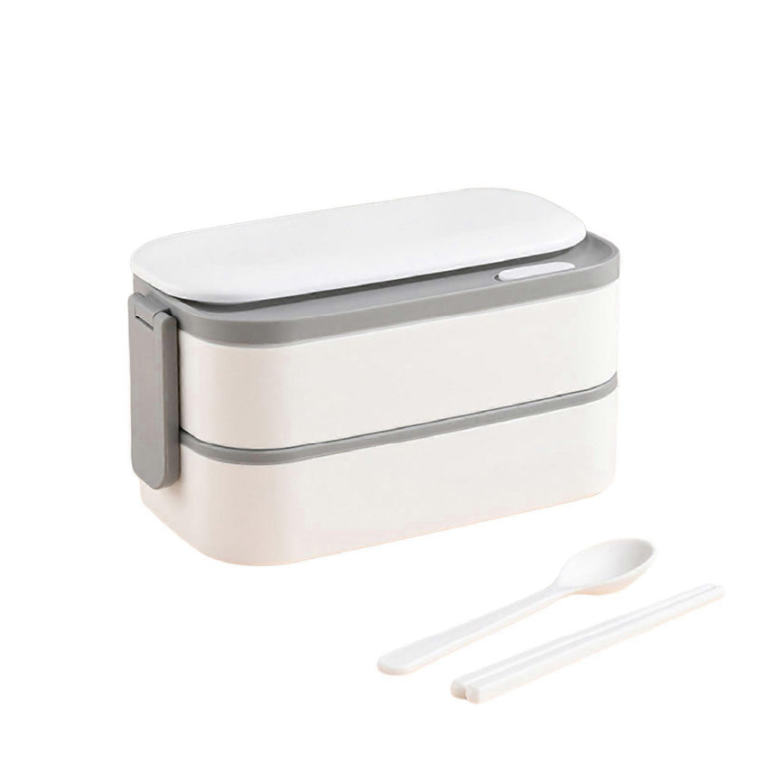 스테인레스 도시락통 + 가방 Stainless Lunch Box with Cutlery and Bag (White)