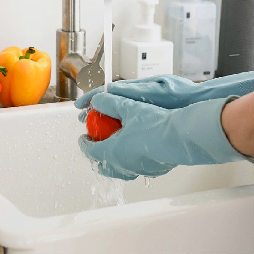 Dishwashing Rubber Gloves - Pastel Blue (Medium)