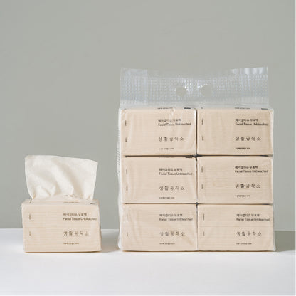 Facial Tissue - Unbleached / 6 Packs (250 sheets per a pack)
