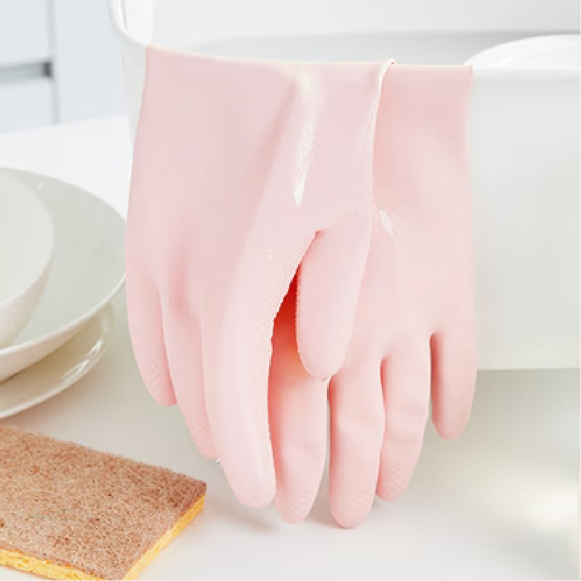 Dishwashing Rubber Gloves - Pastel Pink (Medium)