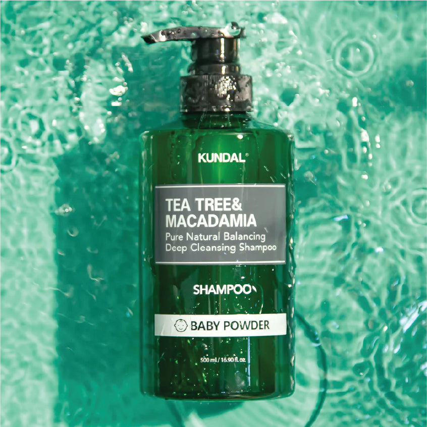 KUNDAL TEA TREE & MACADAMIA DEEP CLEANSING SHAMPOO BABY POWDER
