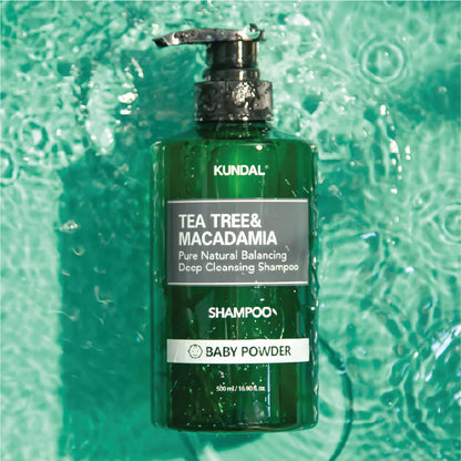 KUNDAL TEA TREE & MACADAMIA DEEP CLEANSING SHAMPOO BABY POWDER