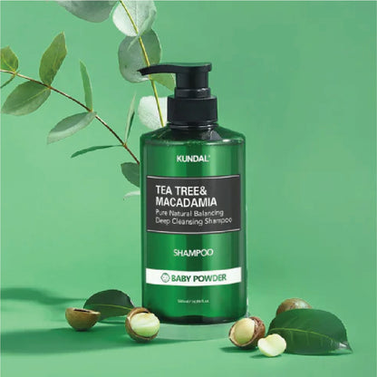KUNDAL TEA TREE & MACADAMIA DEEP CLEANSING SHAMPOO BABY POWDER