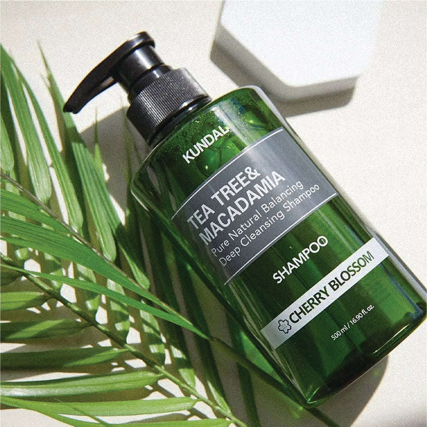 KUNDAL TEA TREE & MACADAMIA DEEP CLEANSING SHAMPOO CHERRY BLOSSOM