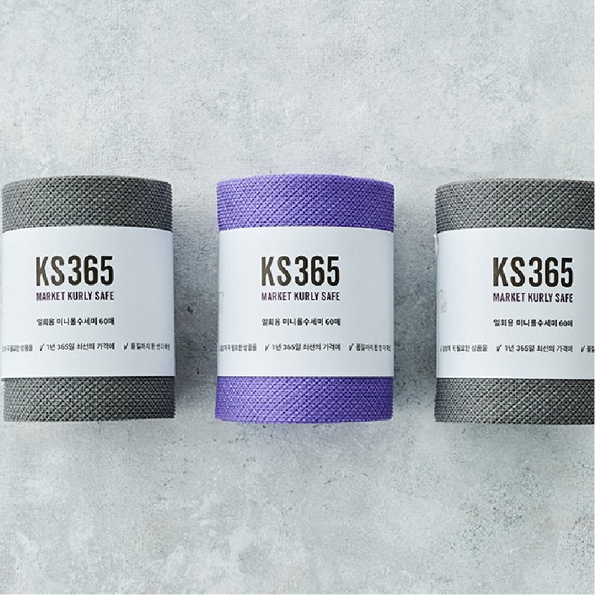 [KS365] Easy Tear-off Single-use Scrubber Rolls (60units * 3rolls, Mini) | [KS365] 간편하게 뜯어쓰는 원데이 일회용 수세미 미니 (60매 X 3롤)