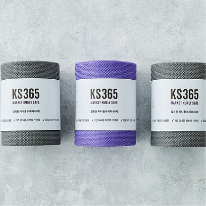 [KS365] Easy Tear-off Single-use Scrubber Rolls (60units * 3rolls, Mini) | [KS365] 간편하게 뜯어쓰는 원데이 일회용 수세미 미니 (60매 X 3롤)