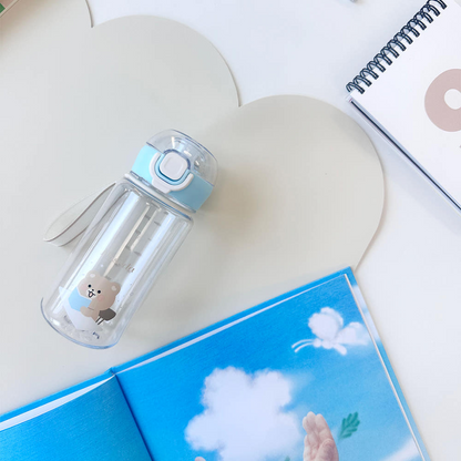 Dasoda Water Bottle with Strap Set - Blooming Soda  | 다소다 원터치 트라이탄 유치원물병 어린이 물통 스트랩 세트 허그보틀 400ml, 블루밍소다
