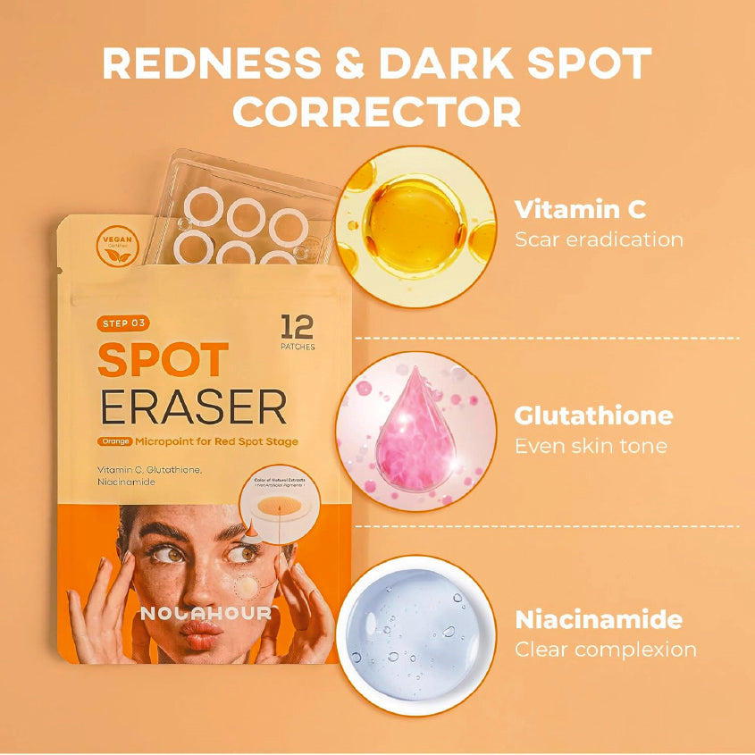 NOLAHOUR Spot Eraser Step 3 (Orange - Micropoint for Red Spot Stage) 12 Patches