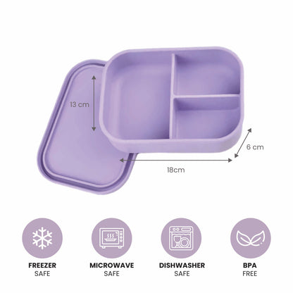 실리콘 도시락통 Silicone Lunch Box - 3 compartment, BPA free - Purple