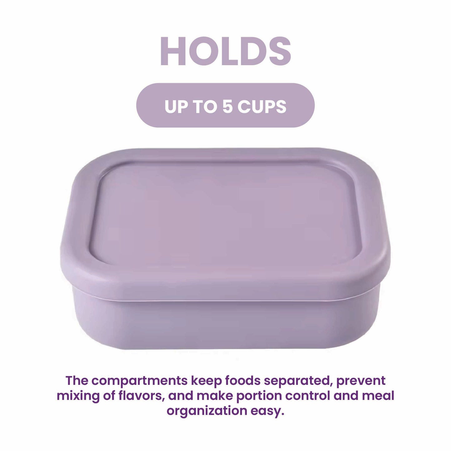 실리콘 도시락통 Silicone Lunch Box - 3 compartment, BPA free - Purple