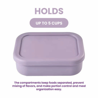 실리콘 도시락통 Silicone Lunch Box - 3 compartment, BPA free - Purple