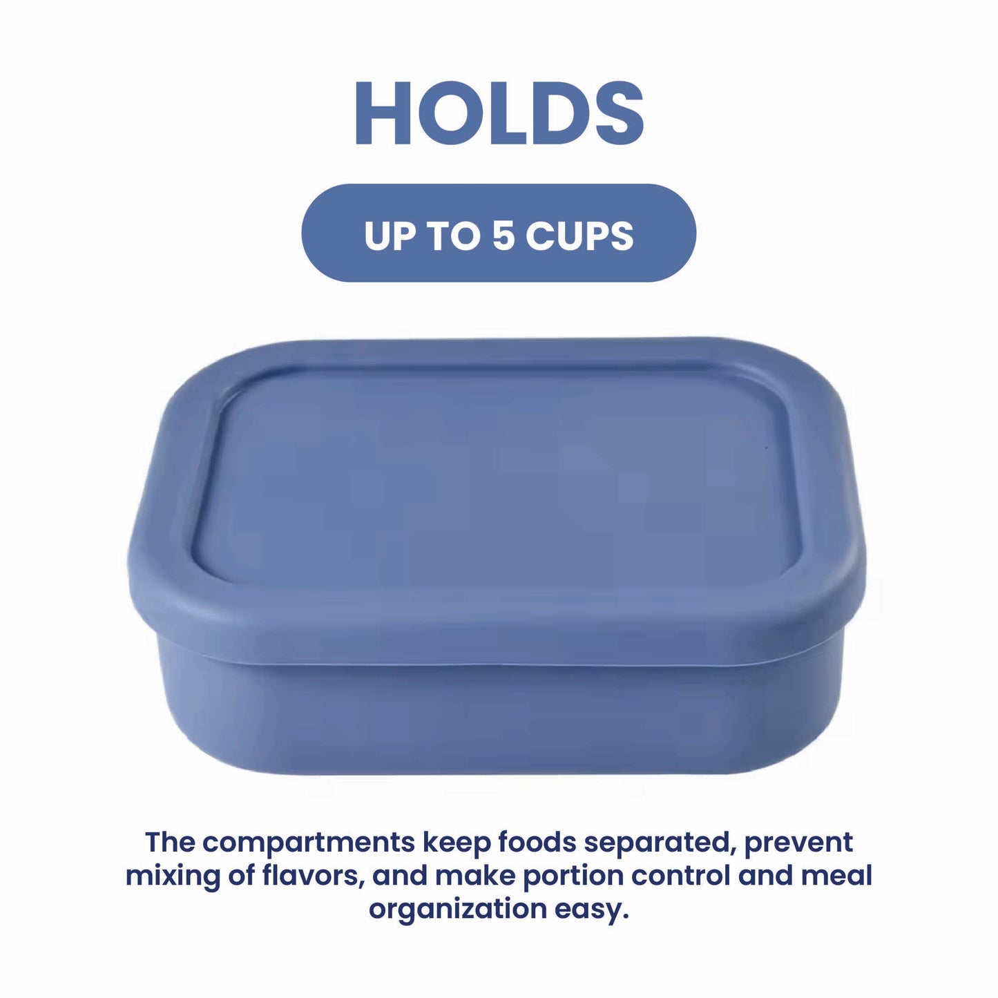 실리콘 도시락통 Silicone Lunch Box - 3 compartment, BPA free - navy blue