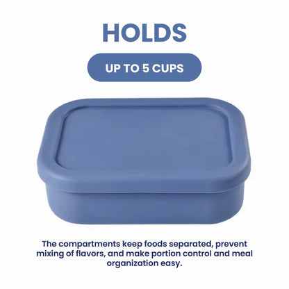 실리콘 도시락통 Silicone Lunch Box - 3 compartment, BPA free - navy blue