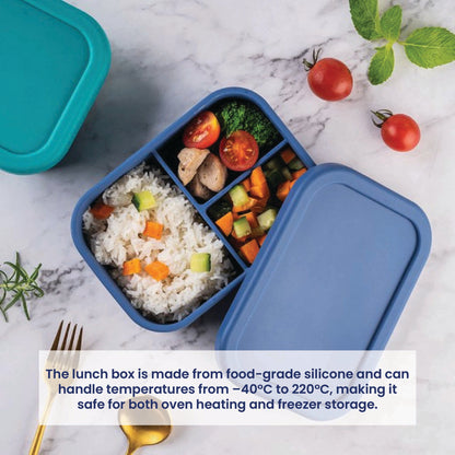 실리콘 도시락통 Silicone Lunch Box - 3 compartment, BPA free - navy blue