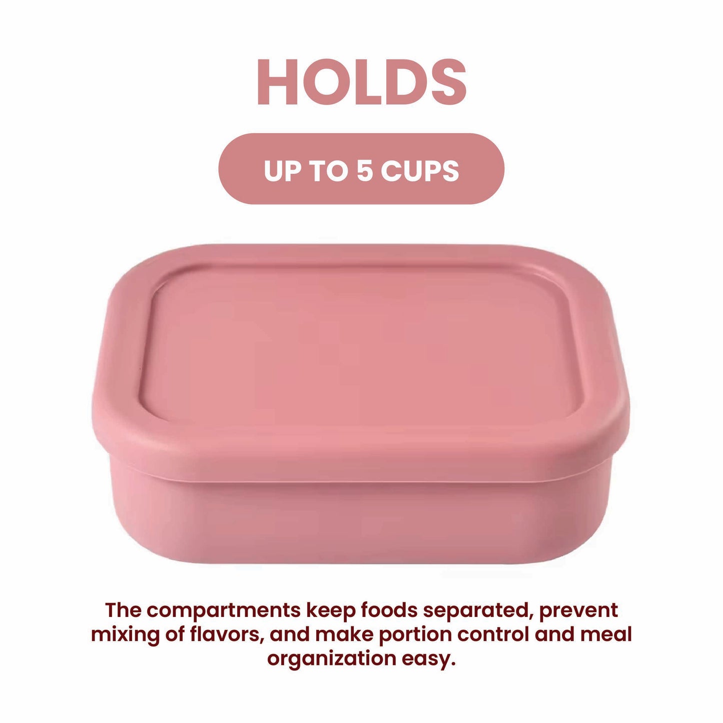 실리콘 도시락통 Silicone Lunch Box - 3 compartment, BPA free - pink