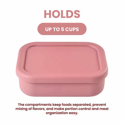실리콘 도시락통 Silicone Lunch Box - 3 compartment, BPA free - pink