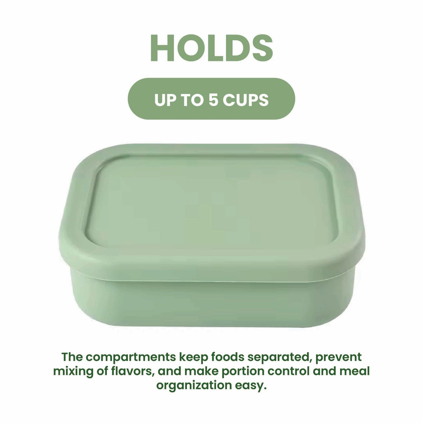 실리콘 도시락 통 Silicone Lunch Box - 3 compartment, BPA free - green