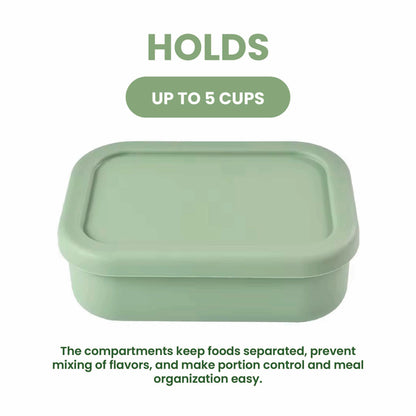실리콘 도시락 통 Silicone Lunch Box - 3 compartment, BPA free - green