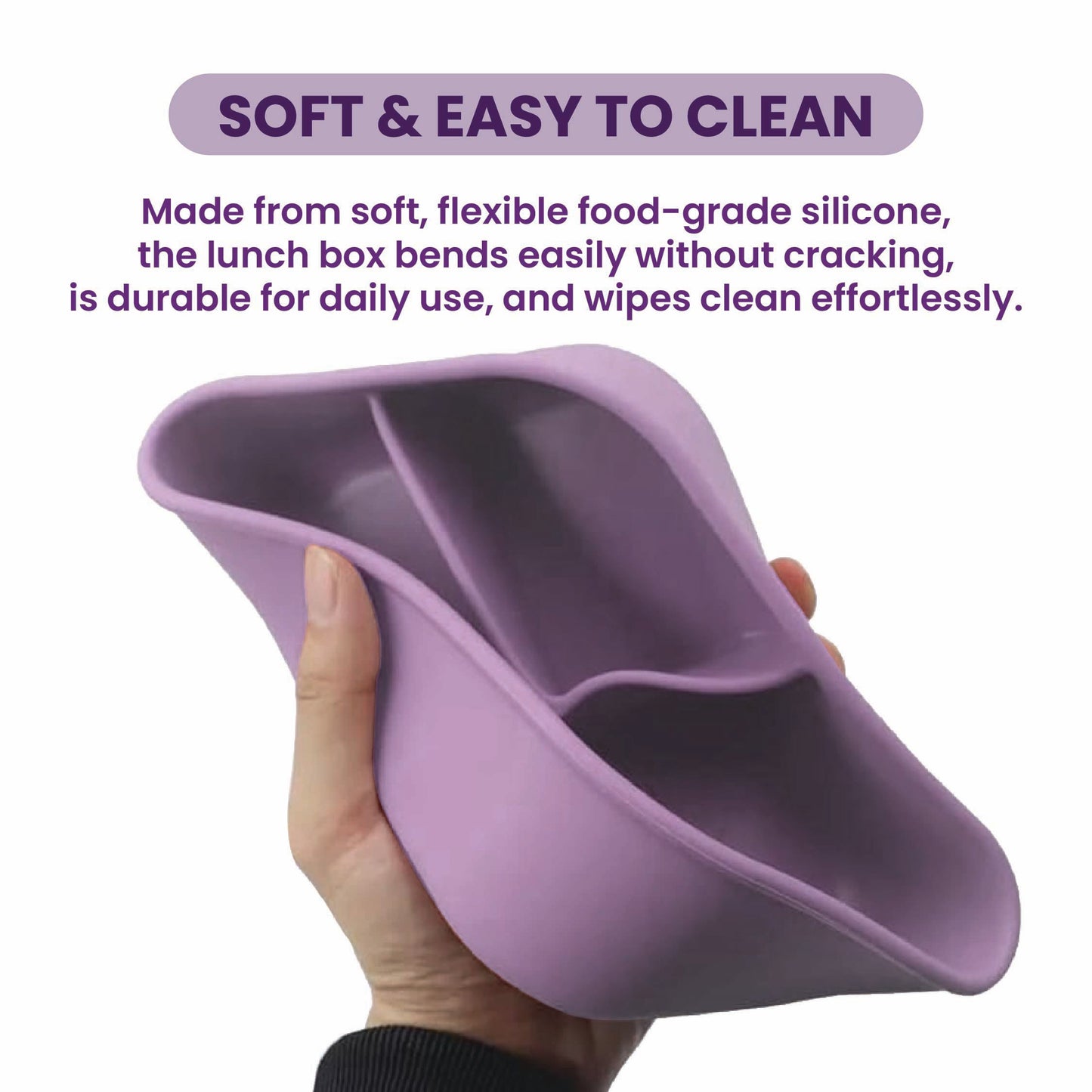 실리콘 도시락통 Silicone Lunch Box - 3 compartment, BPA free - Purple