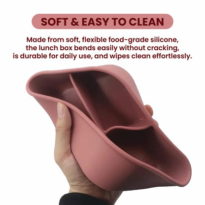 실리콘 도시락통 Silicone Lunch Box - 3 compartment, BPA free - pink
