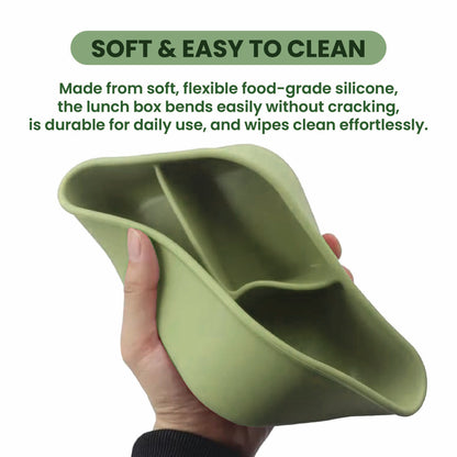 실리콘 도시락 통 Silicone Lunch Box - 3 compartment, BPA free - green
