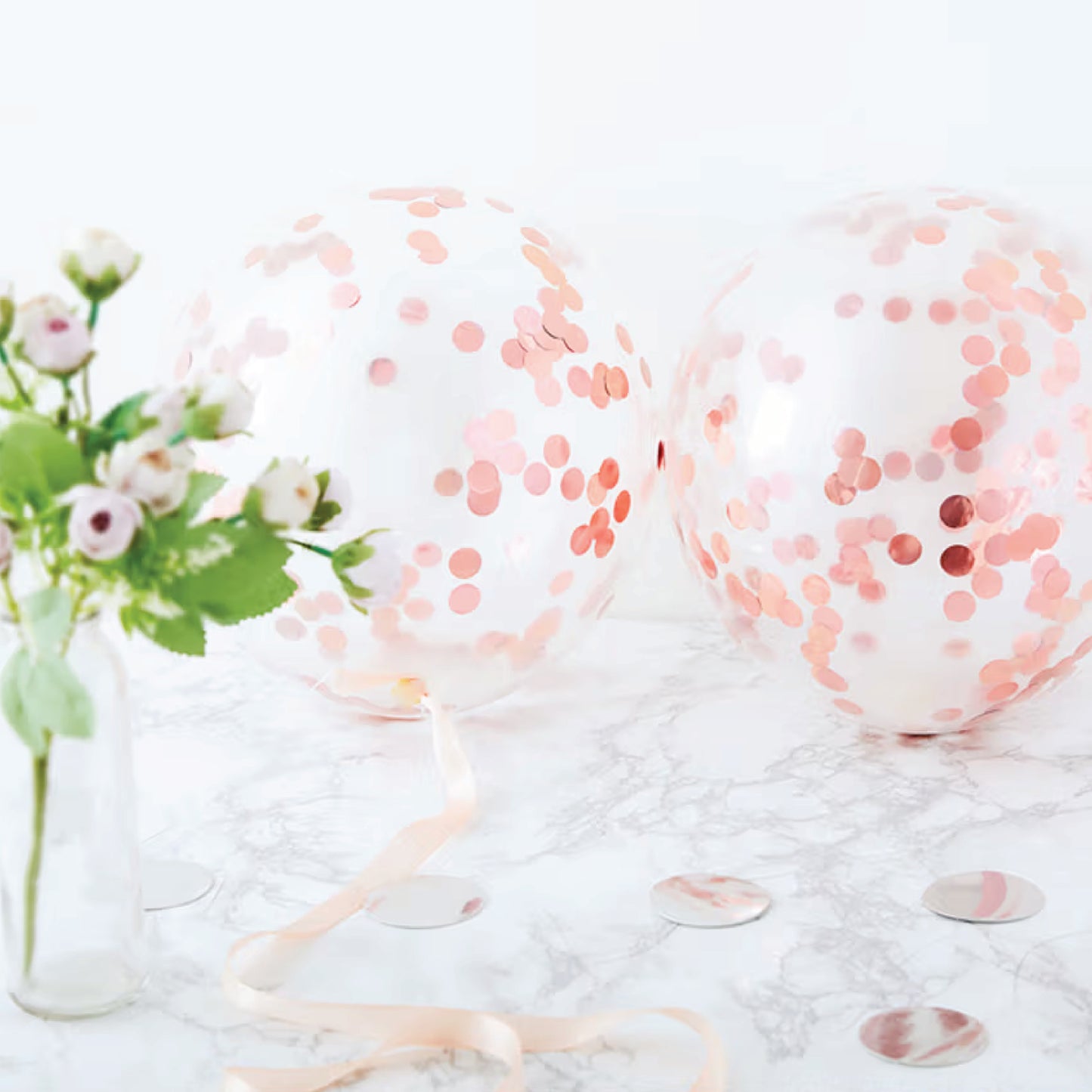 Rose Gold Confetti Balloons (5P)