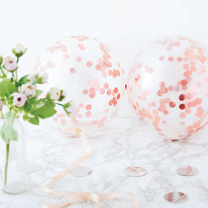 Rose Gold Confetti Balloons (5P)